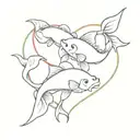 2 koi fish rainbow pride heart tattoo design idea