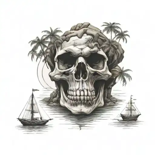 skull rock neverland island tattoo design tattoo design idea