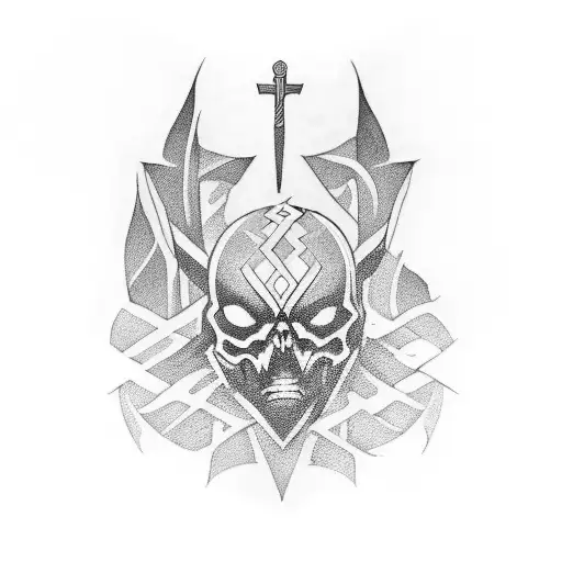 three brothers one sister symbol tattoo design idea