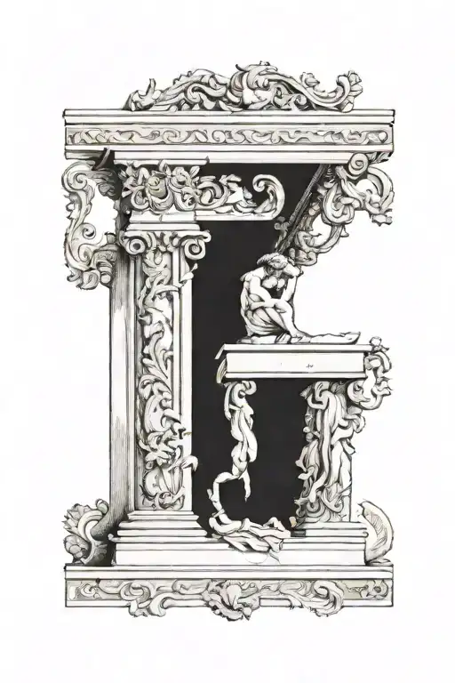 An artistic work from the ancient Roman period, inside a rectangular-edged painting. realistic design with shadow tattoo design idea