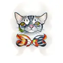 three cats: one gray and white, one orange and white and the othee one stripe  tattoo design idea