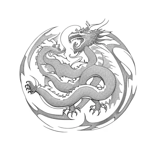 nordic symbol of lone powerful dragon tattoo design idea