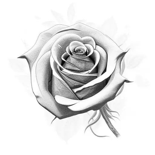 A realistic black and grey tattoo of a tattoo machine intertwined with a blooming rose tattoo design idea