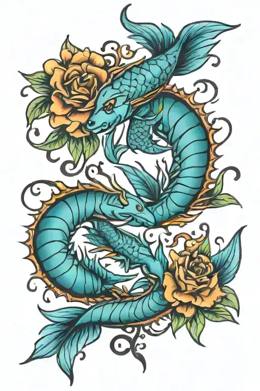 Scorpio and Pisces love each other tattoo design idea
