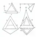 three separated triangle in the first 2 lines are dotted. the second triangle 1 line is dotted the third is Normal  tattoo design idea