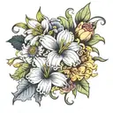 Chrysanthemum Marigold Morning Glory Carnation Daffodil  tattoo design idea