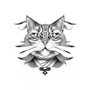 samurai cat in blackwork tattoo design idea