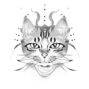 samurai cat in blackwork tattoo design idea