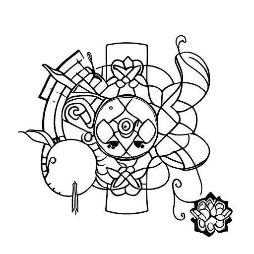 book with gemini and crochet needle tattoo design idea