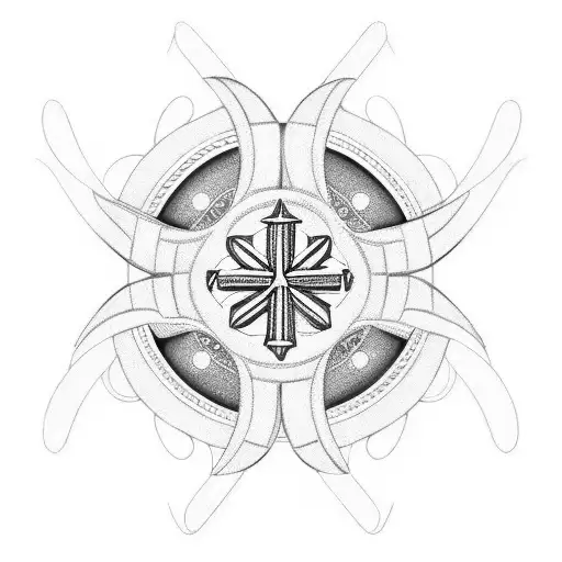 Saint Benedict medallion cross plus aquarius sign tattoo design idea