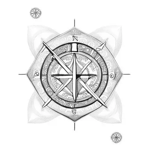 Saint Benedict medallion cross and aquarius zodiac sign  tattoo design idea