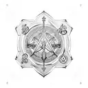 Saint Benedict medallion cross and aquarius zodiac sign  tattoo design idea