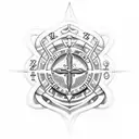 Saint Benedict medallion cross and aquarius zodiac sign  tattoo design idea