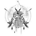 greek god with weapons  tattoo design idea