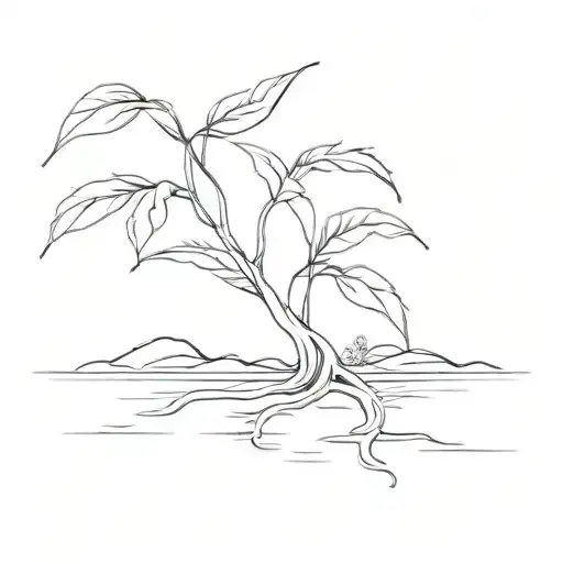 bean sprout on a river tattoo design idea
