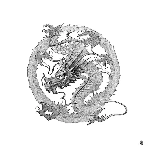 Dragon, fight, dead, evil tattoo design idea