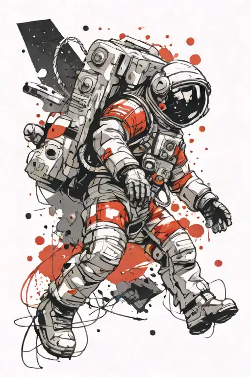 astronaut floating in space tattoo design idea