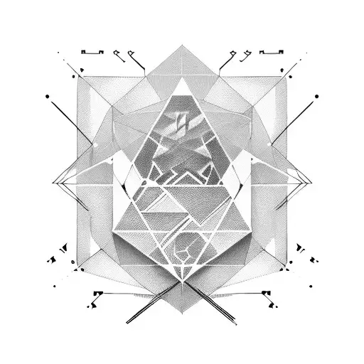 An abstract design inspired by the ARK videogame implant, incorporating geometric shapes and lines tattoo design idea