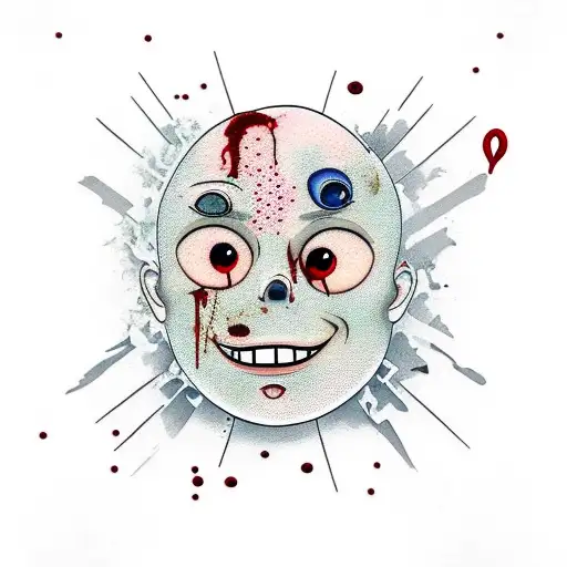 bloody but happy as emoji tattoo design idea