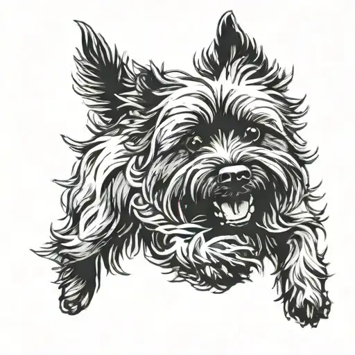 cairn terrier dog brindle running tattoo design idea