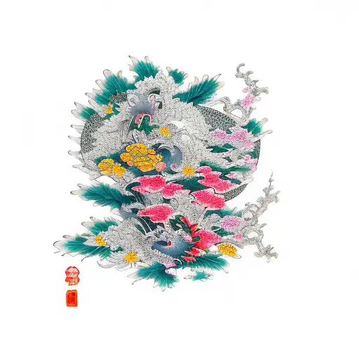 Vertical flower tattoo design idea