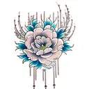 Vertical flower tattoo design idea