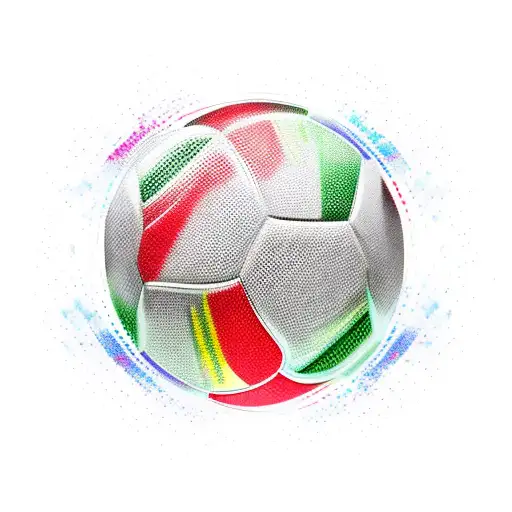 A new-school design featuring a vibrant green and red football with the words 'Libertadores of America Champions' around it tattoo design idea