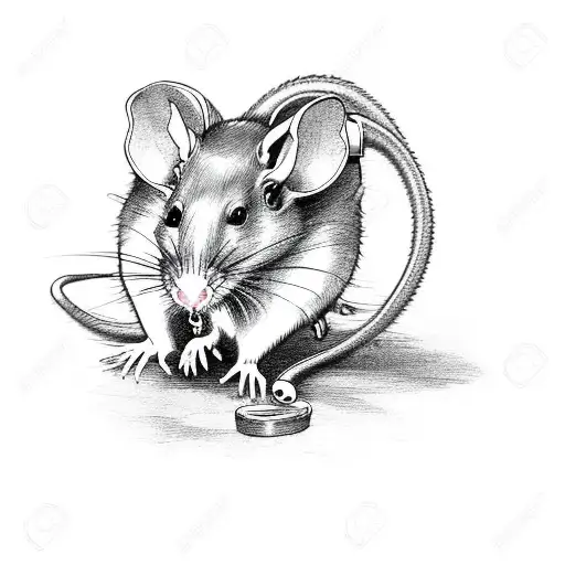 The rat is talking on the phone. tattoo design idea