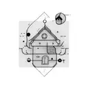 Super super simplistic simplified house outline with numbers incorporated  tattoo design idea