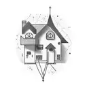 Super super simplistic simplified house outline with numbers incorporated  tattoo design idea