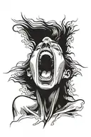 screaming woman face tattoo design idea