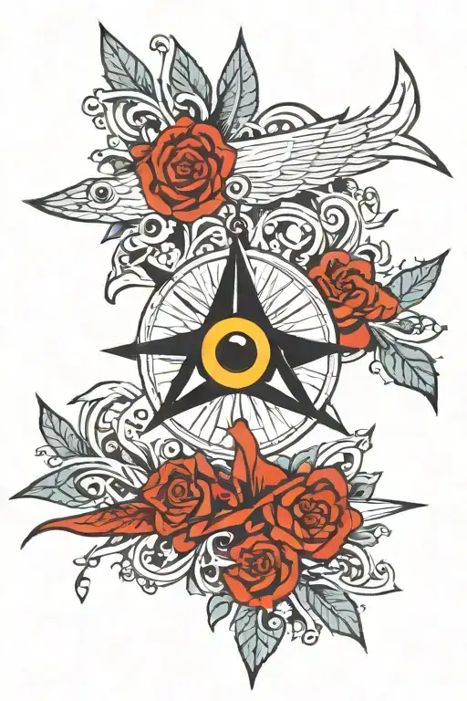 Evil Eye compass tattoo design idea
