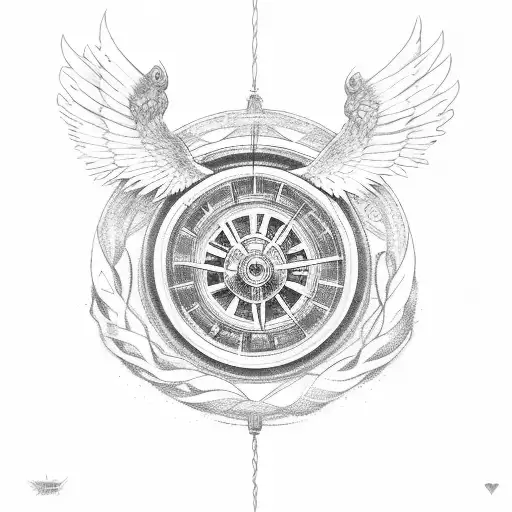 wheel with wings tattoo design idea