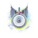 wheel with wings tattoo design idea