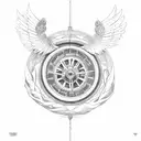 wheel with wings tattoo design idea