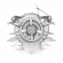 wheel with wings tattoo design idea