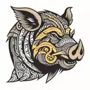 Filipino tribal pattern boar tattoo design idea