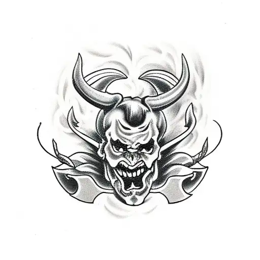 devil sitting at a slot machine tattoo design idea