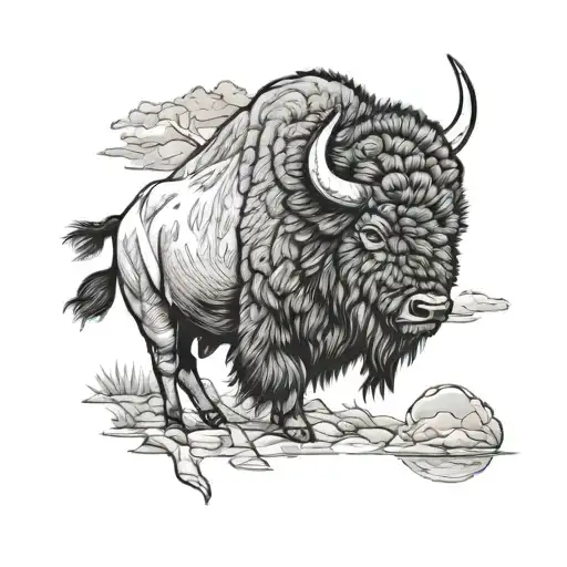 bison tattoo design idea