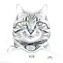 gray tabby cat with white driving motorcycle tattoo design idea