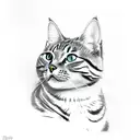 gray tabby cat with white driving motorcycle tattoo design idea