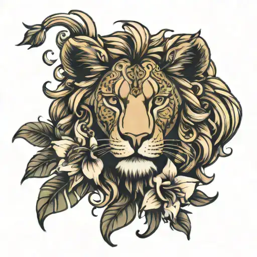 Lion, a Cattleya & laylas tattoo design idea