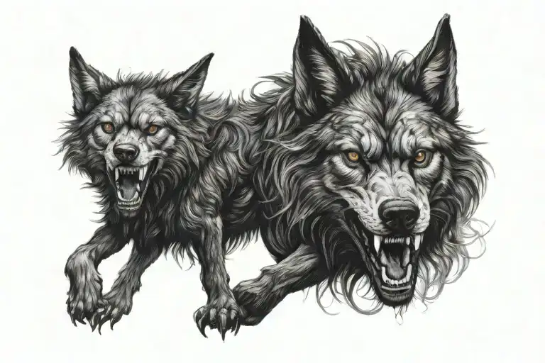 realistic black and white fenrir tattoo design tattoo design idea