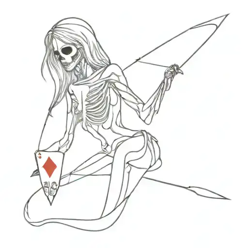lady of death killed by jack of hearts intertwined tattoo design idea