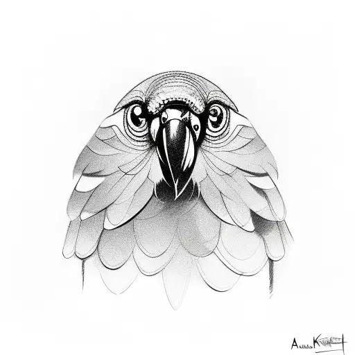 A sketch-style design featuring a Kea parrot in motion tattoo design idea