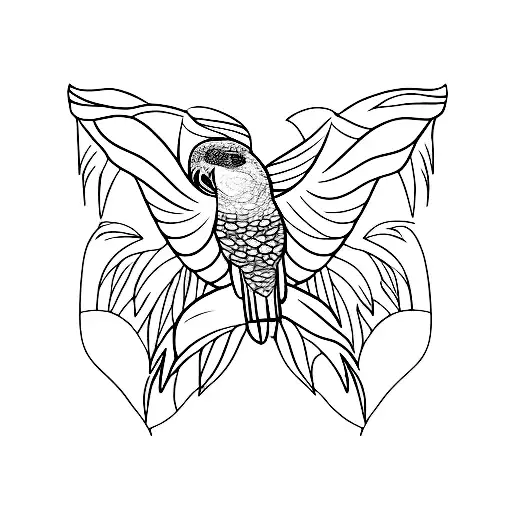 a silhouette of a kakapo parrot in flight. black lines only tattoo design idea