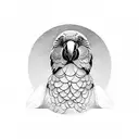 A sketch-style design featuring a Kea parrot in motion tattoo design idea