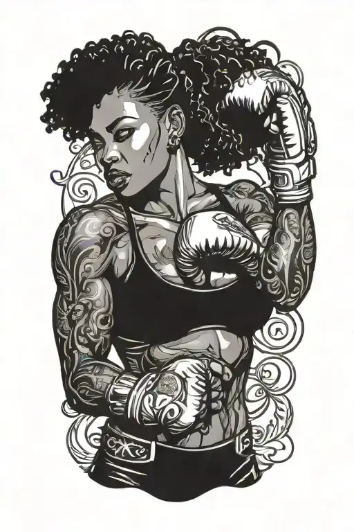 black woman boxing sexy woman tattoo design idea
