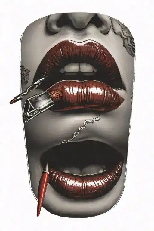 red lip stick figur tattoo design idea
