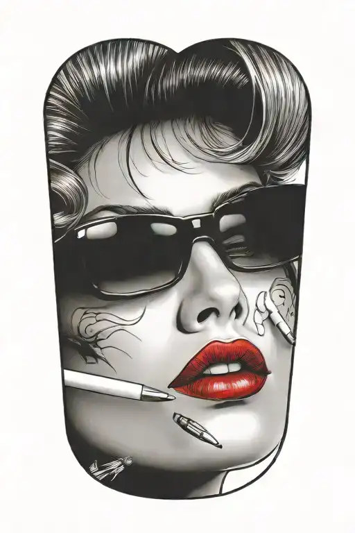 red lip stick figur tattoo design idea